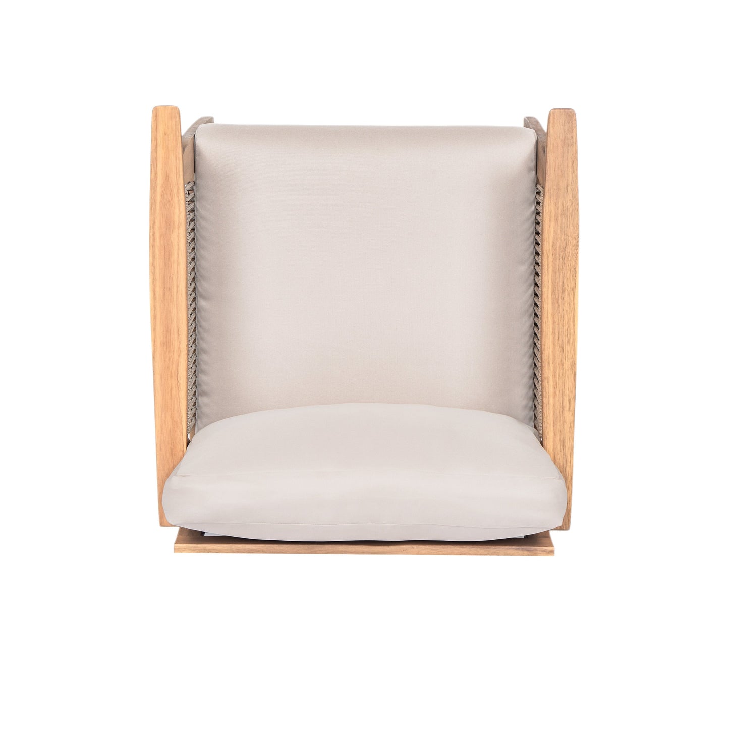 Outdoor Acacia Wood and Rope Patio Chair with Cushions (Set of 2)