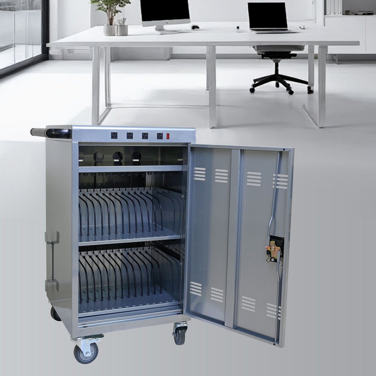 Mobile Charging Cart For Tablets Laptops 35, Device Capacity Matt Metal
