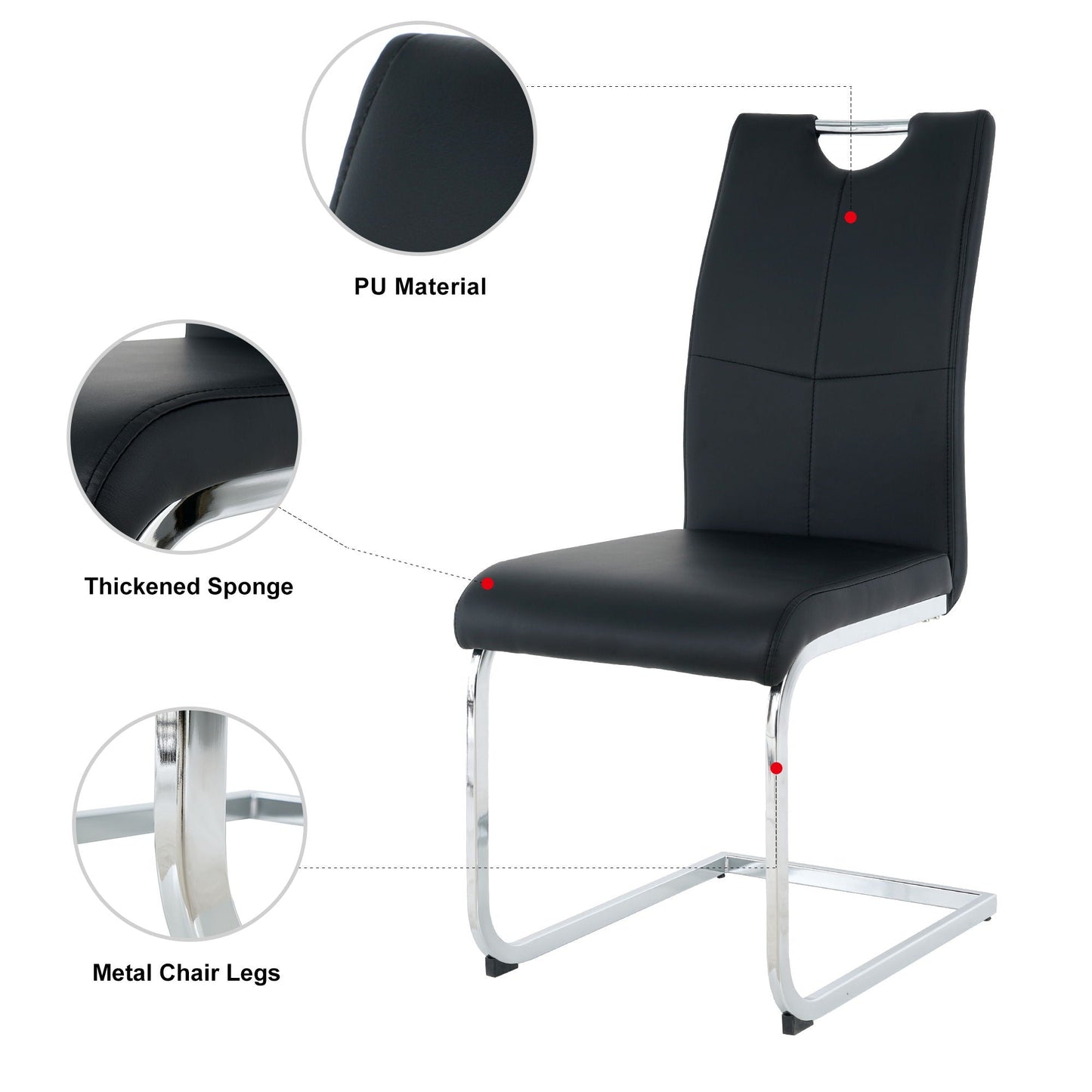 Modern Dining Chairs With Padded Seat And Metal Legs