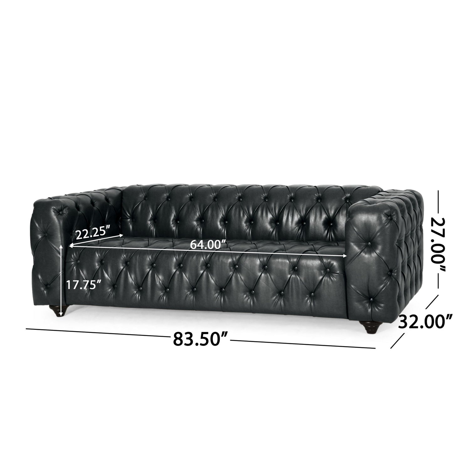 Comfy 3 Seat Sofa with Wooden Legs - Black
