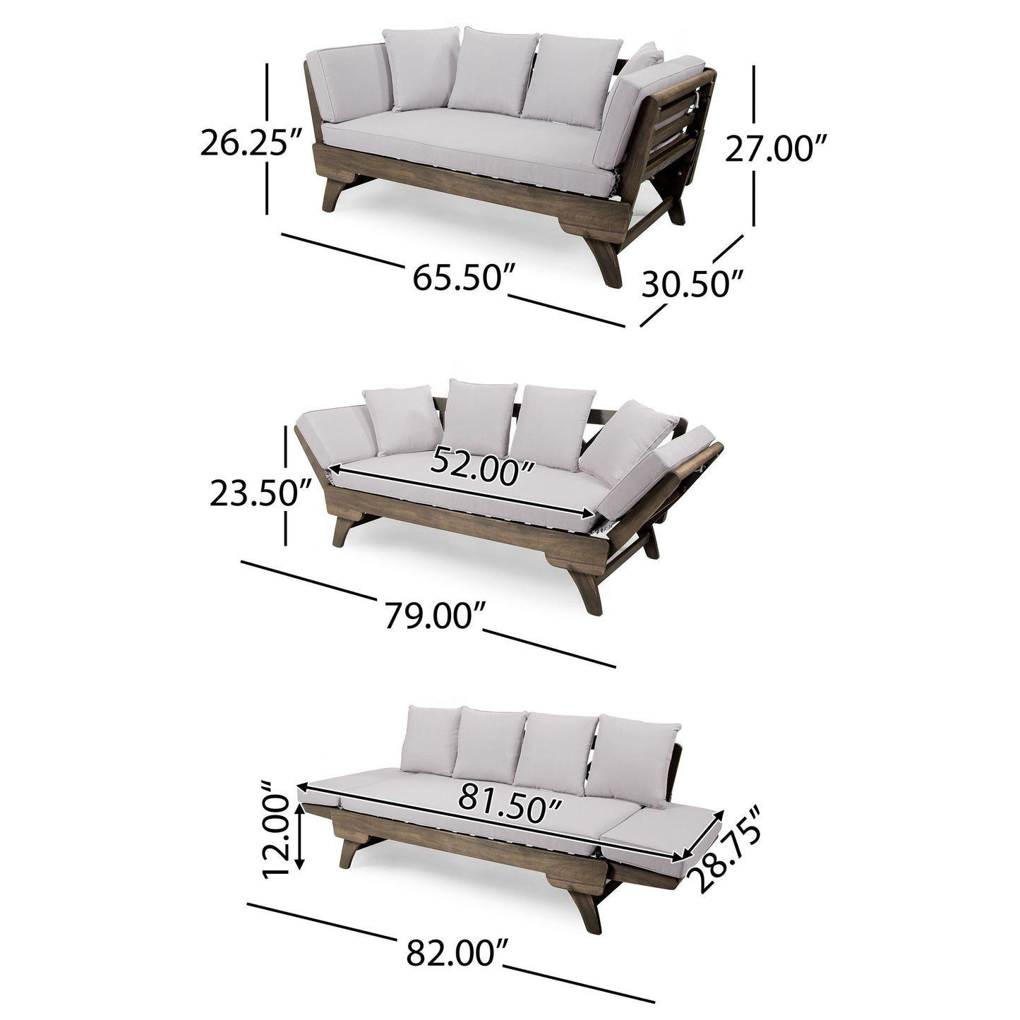 Ottavio Convertible Sofa Daybed With Water Resistant Cushions