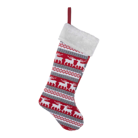Reindeer & Snowflake Knit Stocking