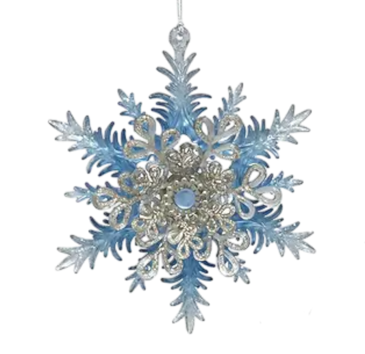 Icy Blue Gem Snowflake Ornament