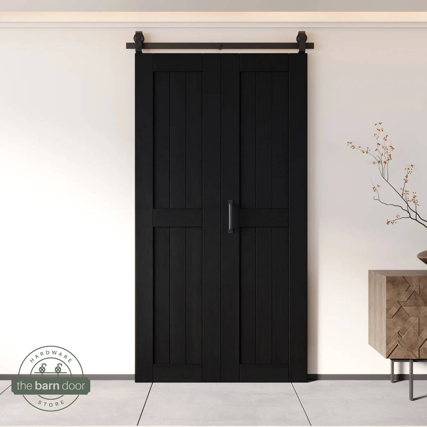 2-Door Bifold Barn Door Kit | Black Hardware