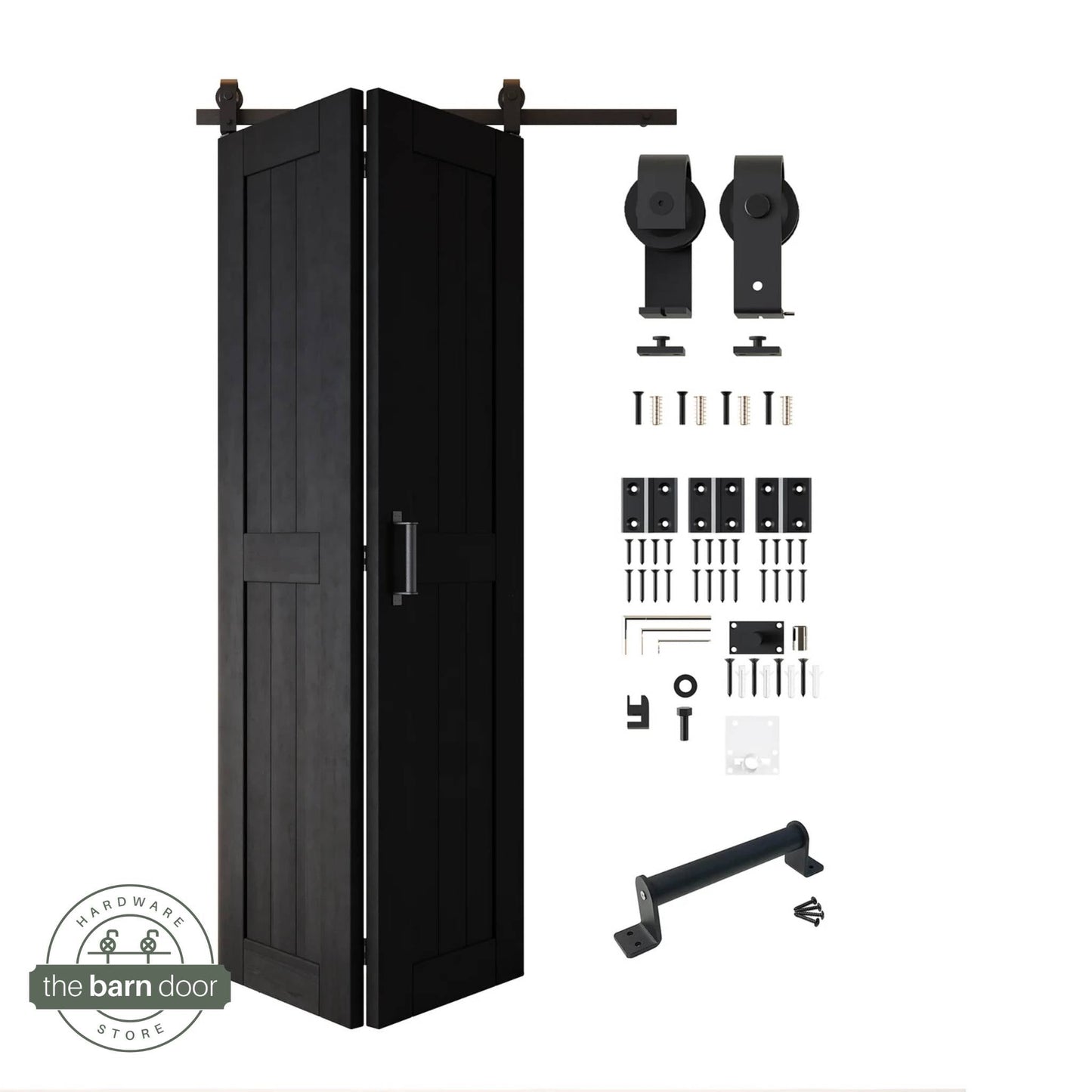 2-Door Bifold Barn Door Kit | Black Hardware