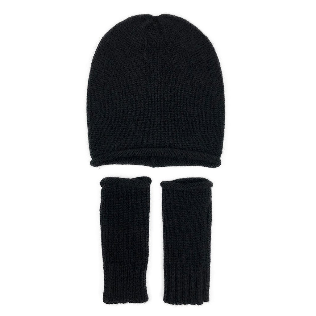 Black Alpaca Fingerless Gloves Long Ribbed Cuff Warm Wrist Sleeve