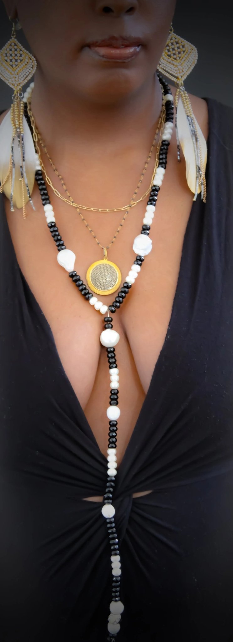 Black Diamonds Medallion Necklace
