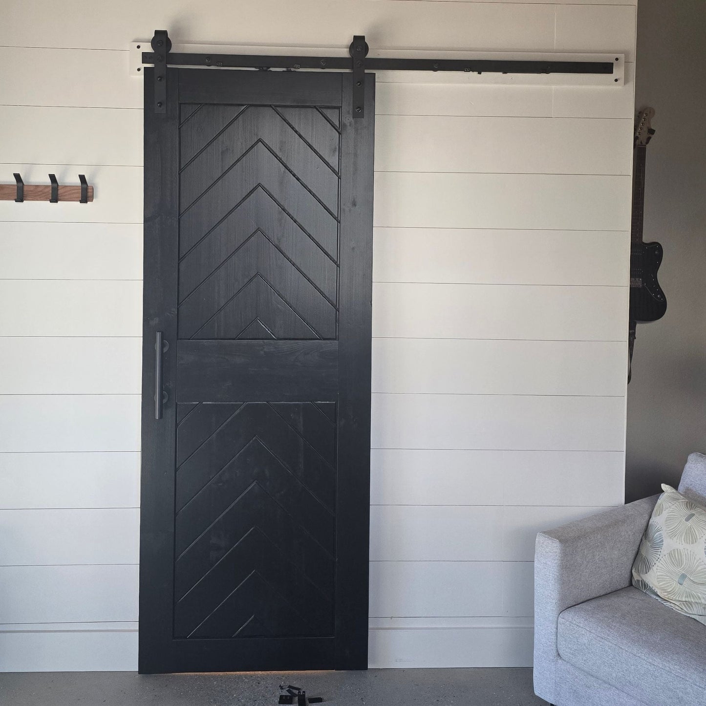 J-Strap Black Single Track Barn Door Hardware Kit