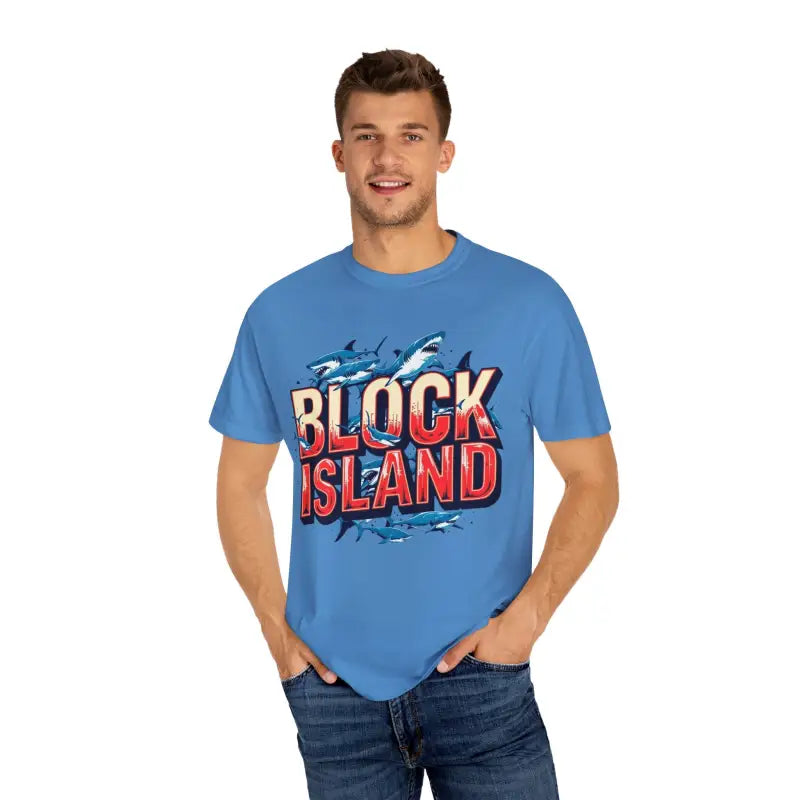 Ocean State Styles Block Island Shark T Shirt Garment Dyed
