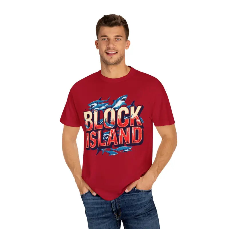 Ocean State Styles Block Island Shark T Shirt Garment Dyed
