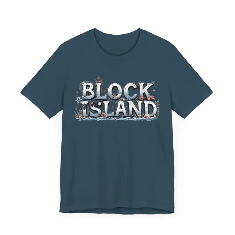 Unisex T-shirt with classic Block Island coastal graphic design