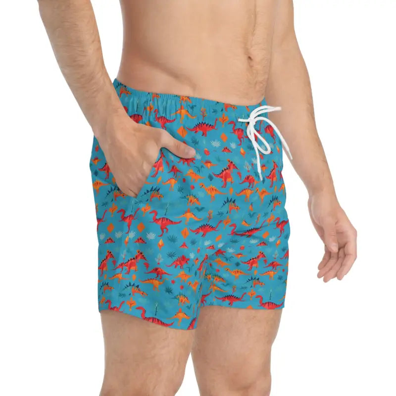 Ocean State Styles Swim Trunks Dinosaur Pattern Drawstring