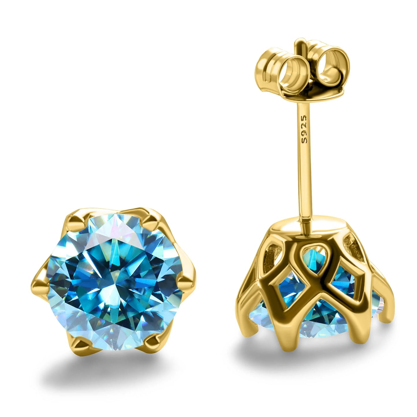 1-2 Carat D Color Moissanite Earrings 925 Sterling Silver Studs For Women