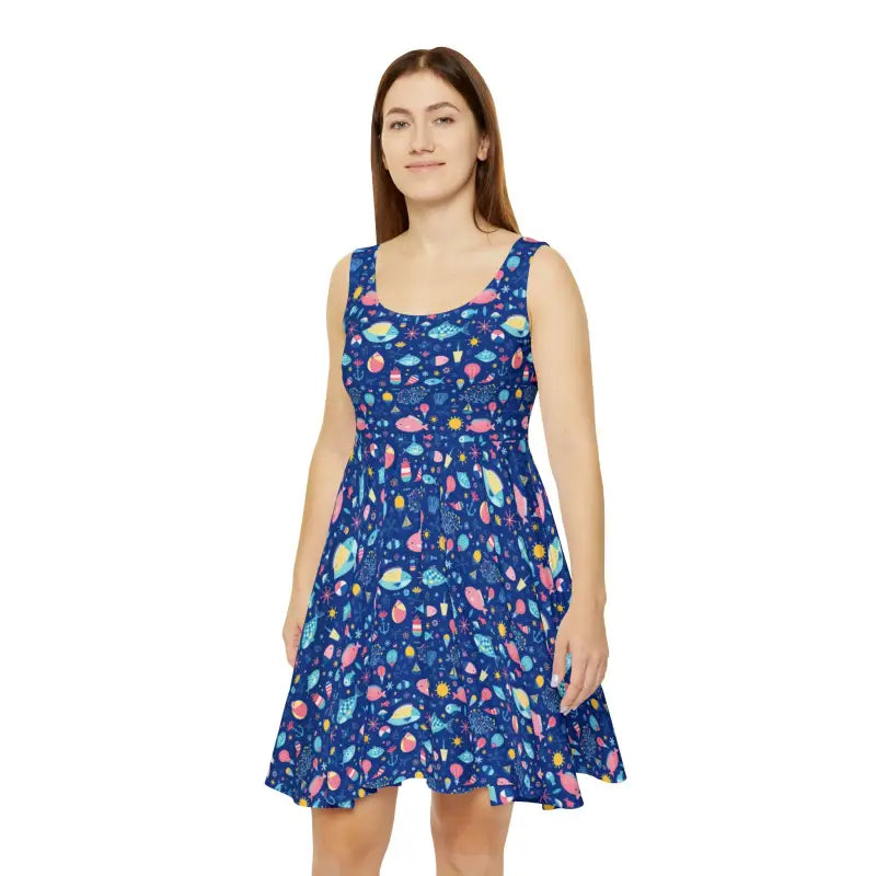 Ocean State Styles Dress Space Themed Pattern Women