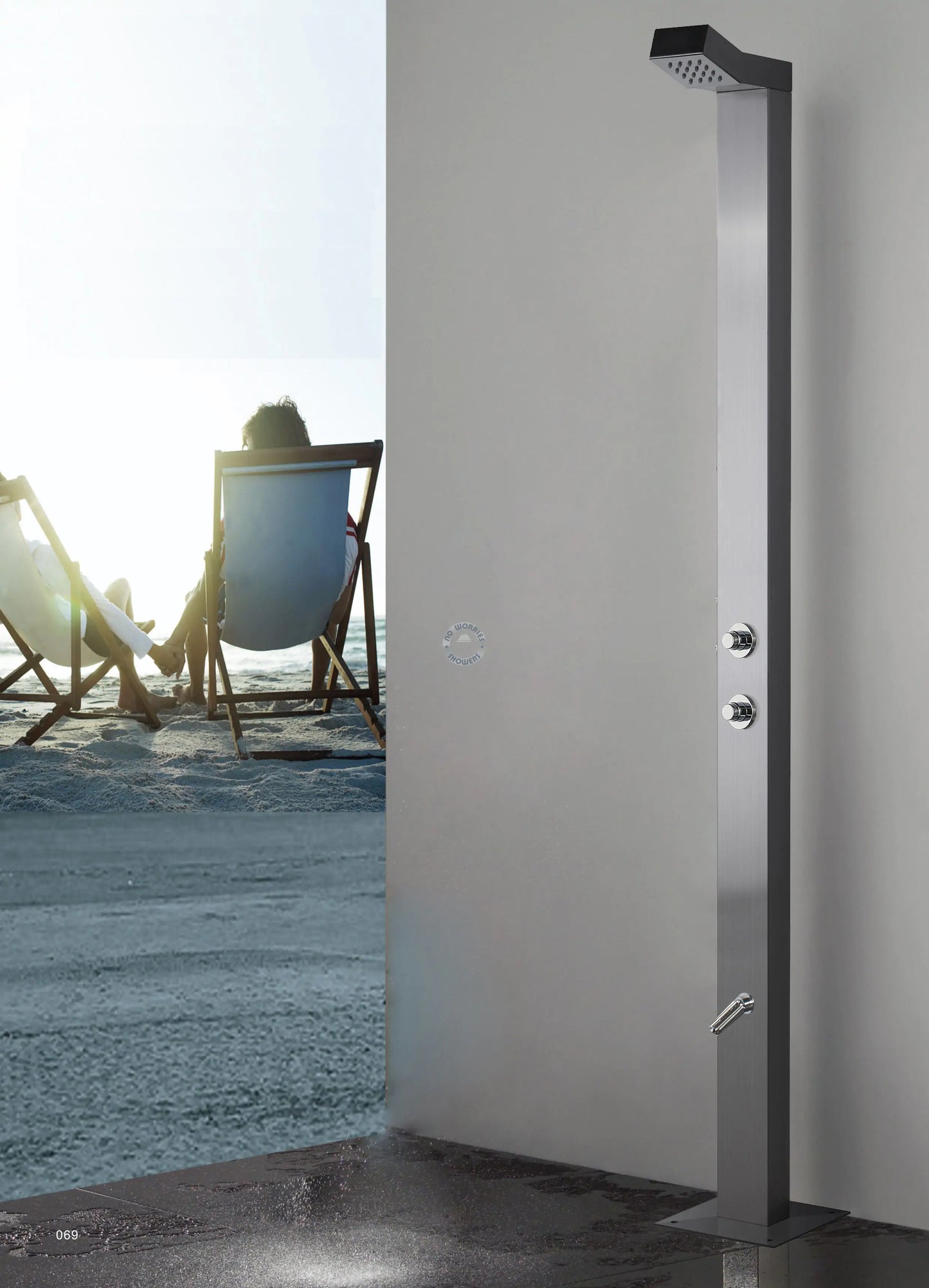 No Worries Showers Bondi Push Button 316L Marine Grade Stainless Steel Outdoor Indoor Pool Shower