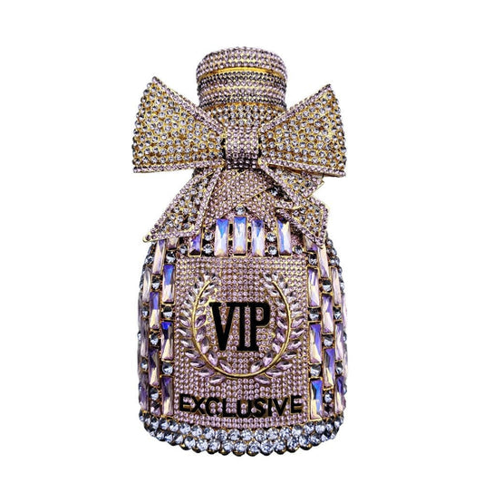 Bow Champagne Wine Bottle Diamond Set Banquet Bag Crystal Handbag for Women