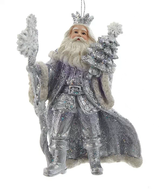 Lavender Blue and Silver Santa Carrying Tree