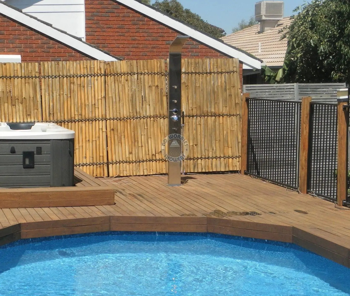 No Worries Showers Brighton Silver 316L Stainless Steel Marine Grade Outdoor Indoor Massage Pool Rinse-Off Shower