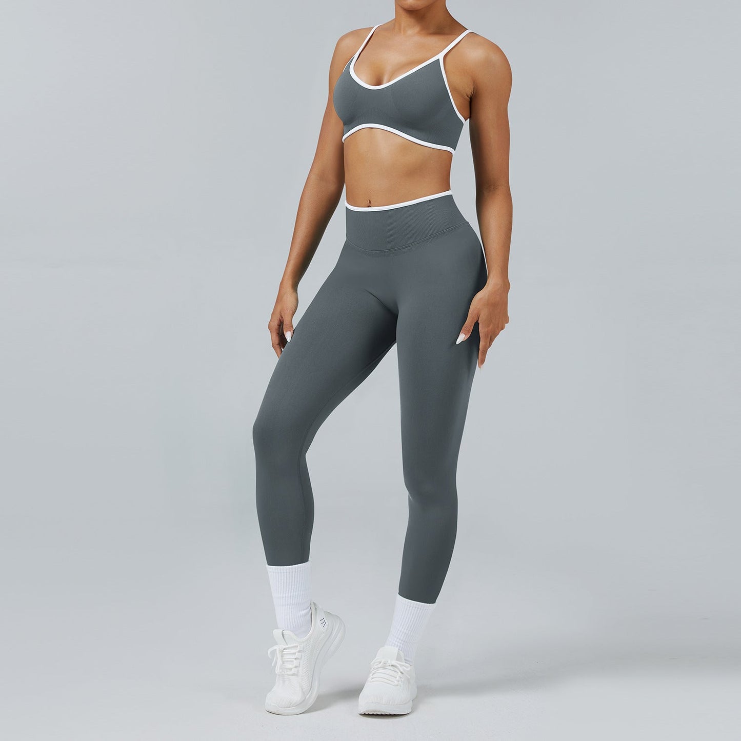 Seamless Back-Support Running Quick-Drying Yoga And Fitness Apparel Set