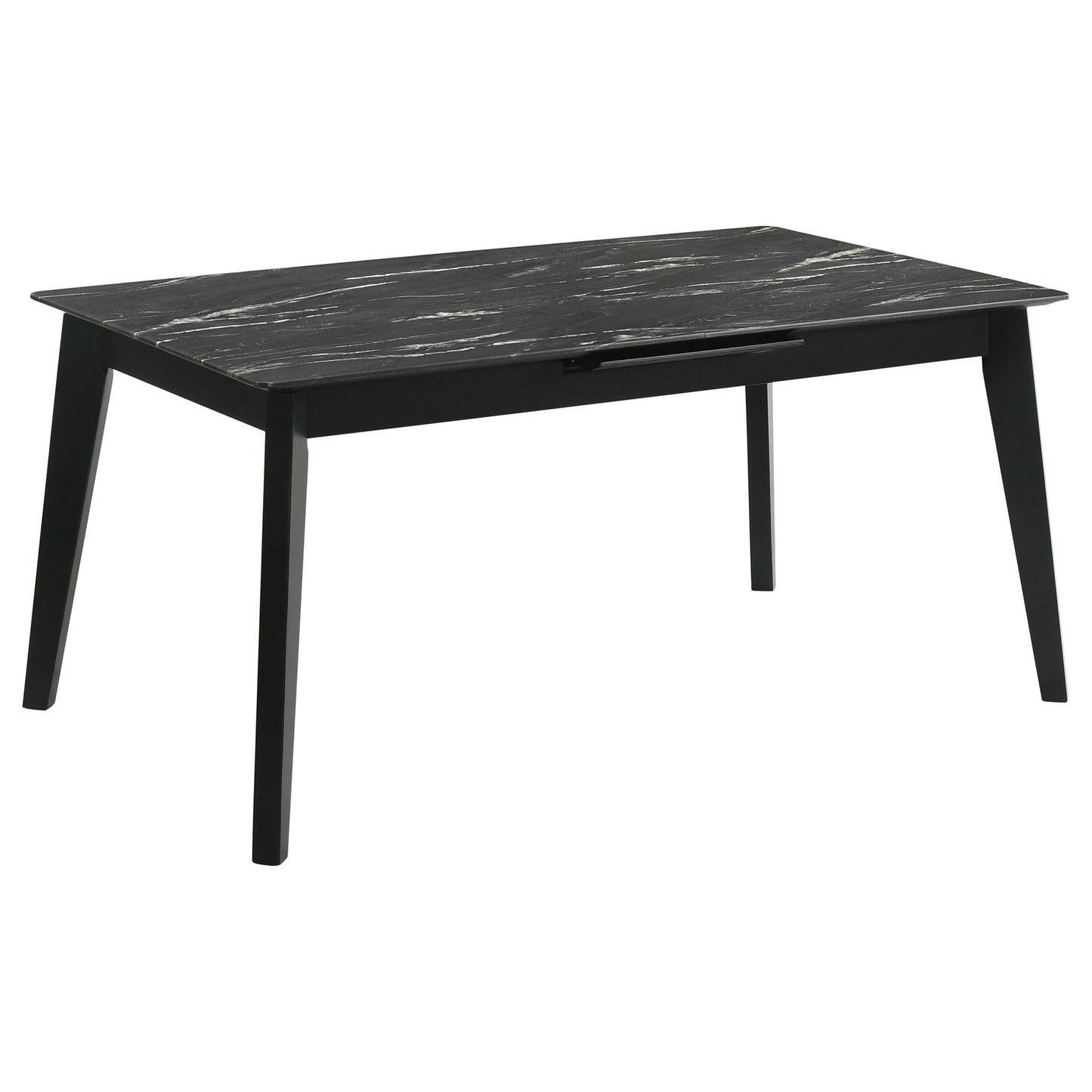 Bellingham - Dining Table With Self Storing Extension Leaf - Black Marble-Look Sintered Stone