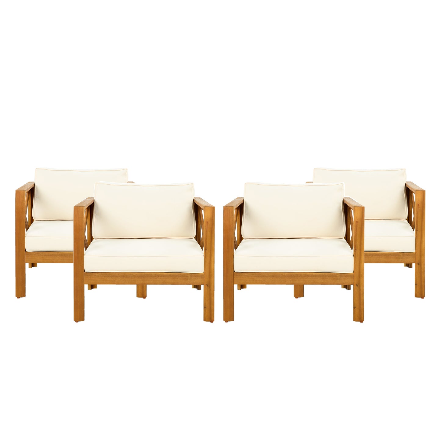 Patio Conversation Set with Acacia Wood Armchairs and End Table