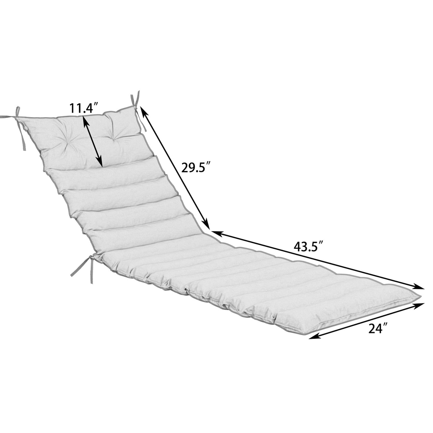 2PCS Set Outdoor Lounge Chair Replacement Cushions - Grey