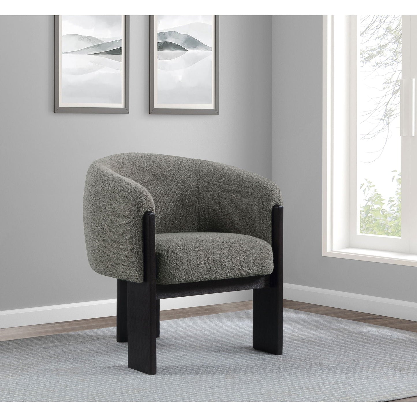 Maciel - Upholstered Barrel Back Accent Chair - Mushroom