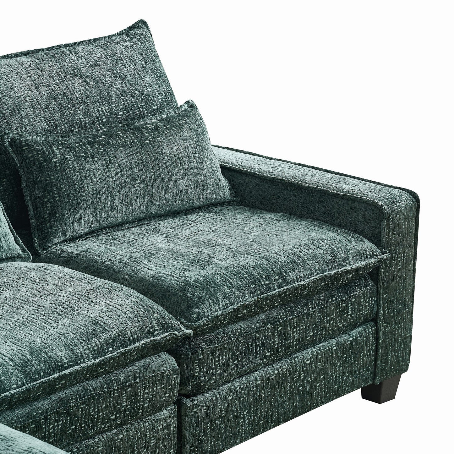 Modern Comfy Chenille L Shaped Sectional Sofa with Movable Ottoman