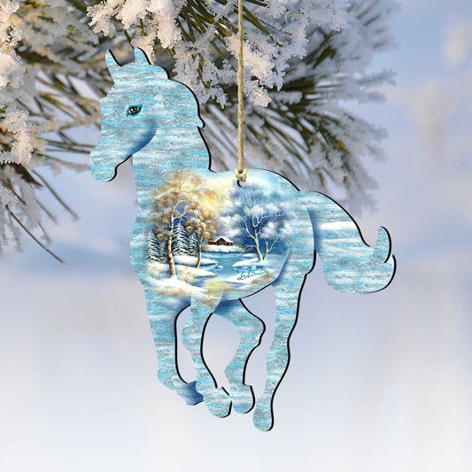 Running Pony Wooden Ornaments - Tree Ornament by G. DeBrekht - Wildlife Holiday Decor - 8198155