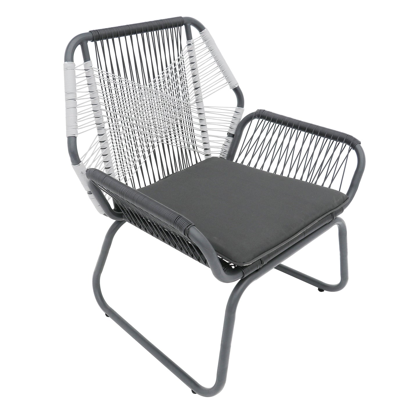 Set of 2 Woven Rattan Outdoor Club Chairs with Cushions