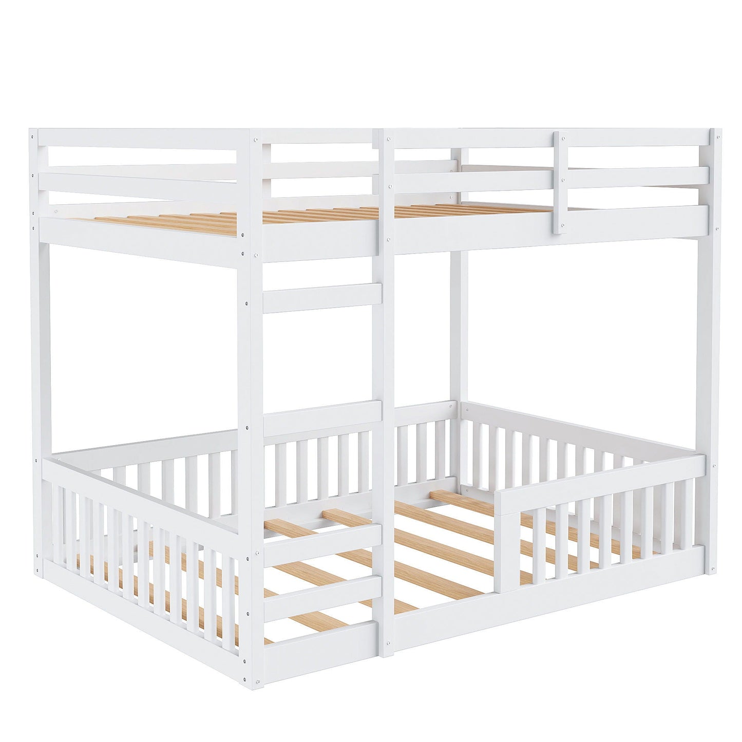 Stylish Bunk Bed With Ladder And Guardrails