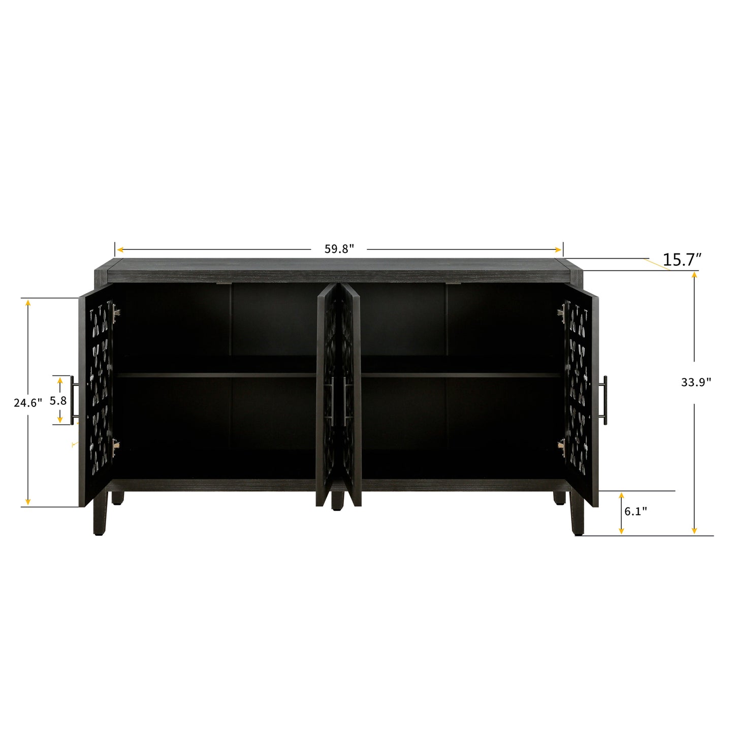 Hollow Four Door Antique Cabinet, American Country Style
