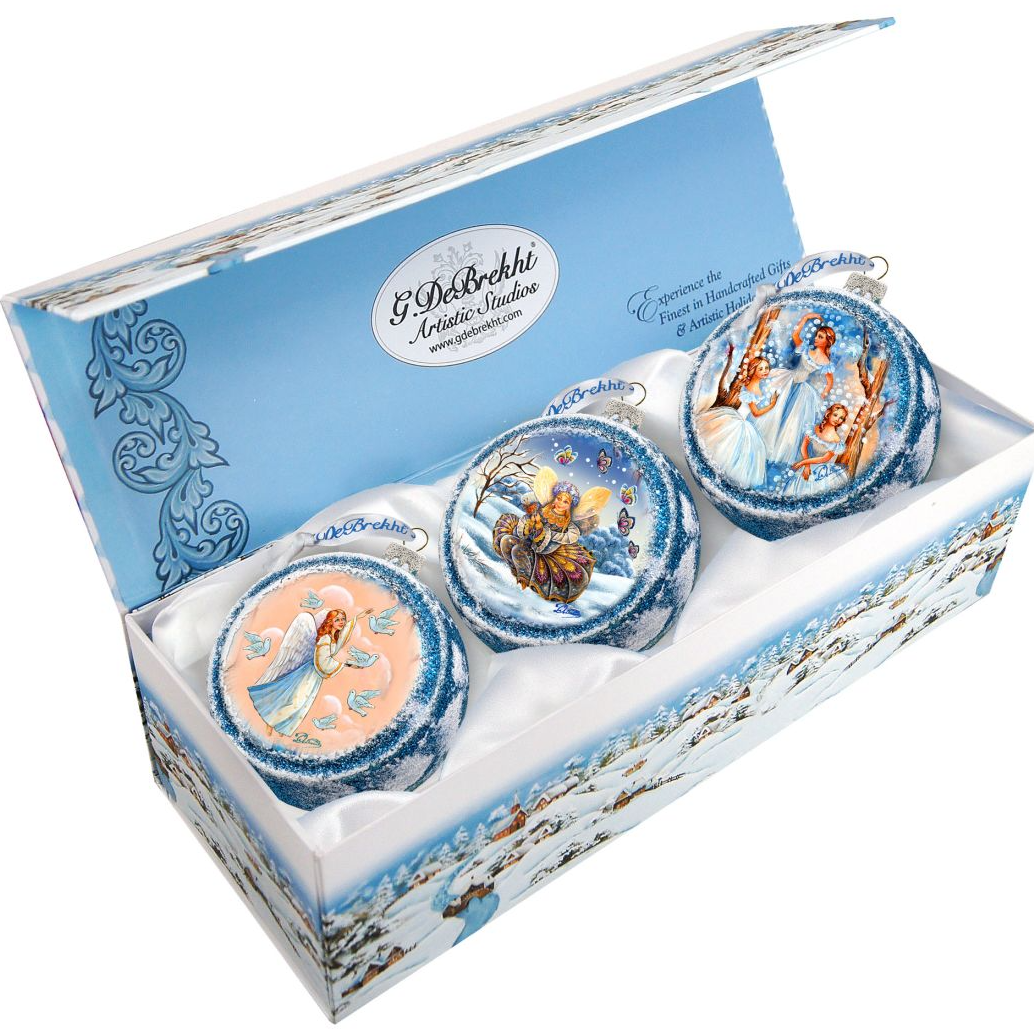 Christmas Fairies Glass Ornament Set of 3 by G. DeBrekht - Christmas Decor - 73744-S3