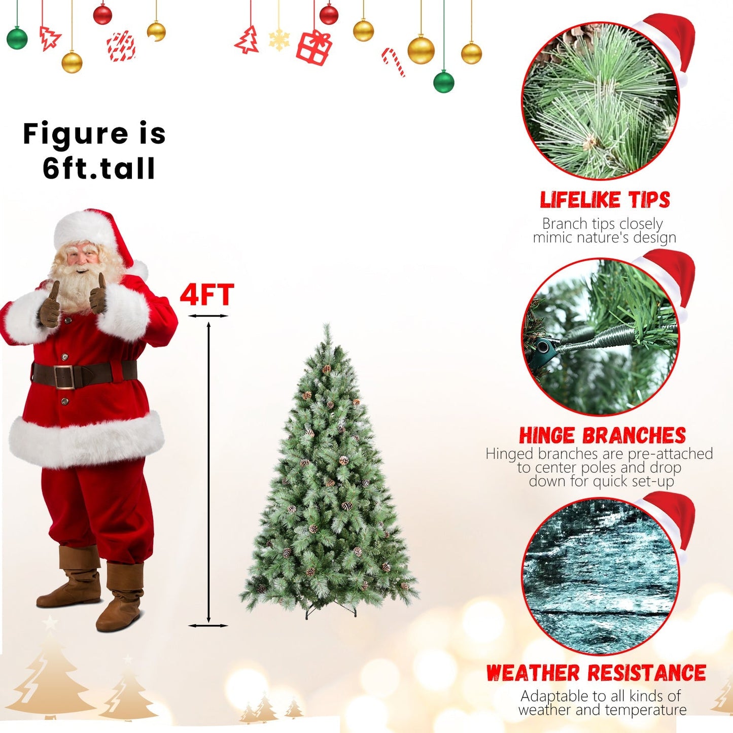 8 Ft The Full-Bodied Pre-Decorated Pinecone Christmas Tree