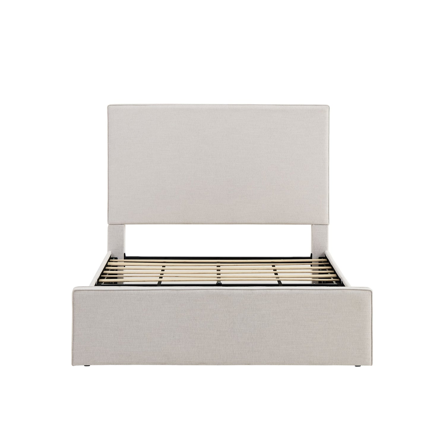Lucas Tall Headboard Upholstered Bed in Textured Ivory Canvas