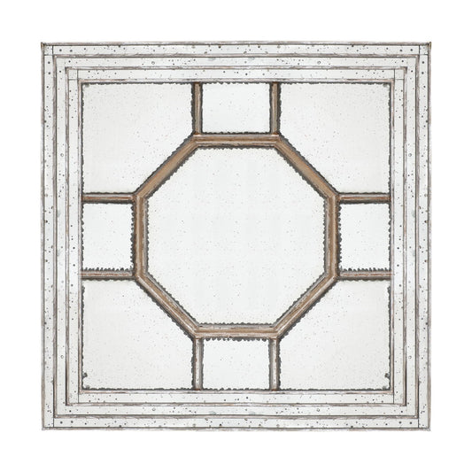 Antique Style Decorative Square Wall Mirror with Mirrored Frame