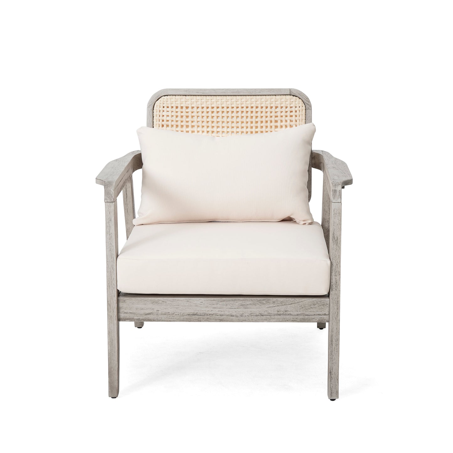 (Set of 2) Outdoor Acacia Wood Patio Club Chairs with Cushions