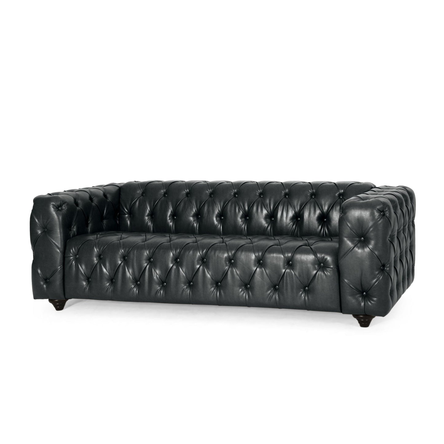 Comfy 3 Seat Sofa with Wooden Legs - Black