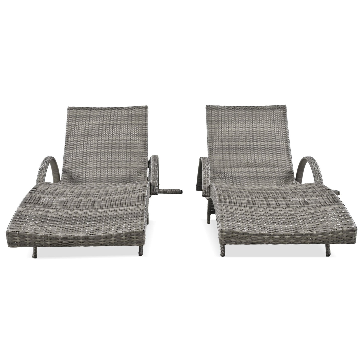 K&K 80" Outdoor Wicker Chaise Lounge Chairs Set of 2