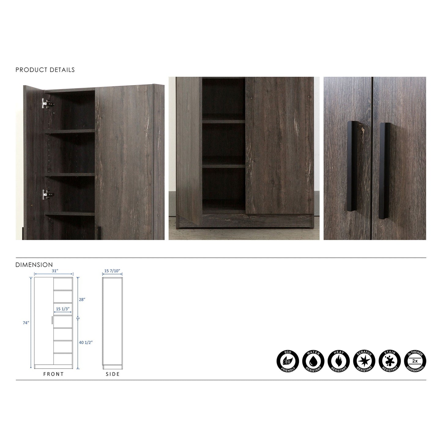 Mia - Farmhouse Shoe Cabinet With 6 Shelves