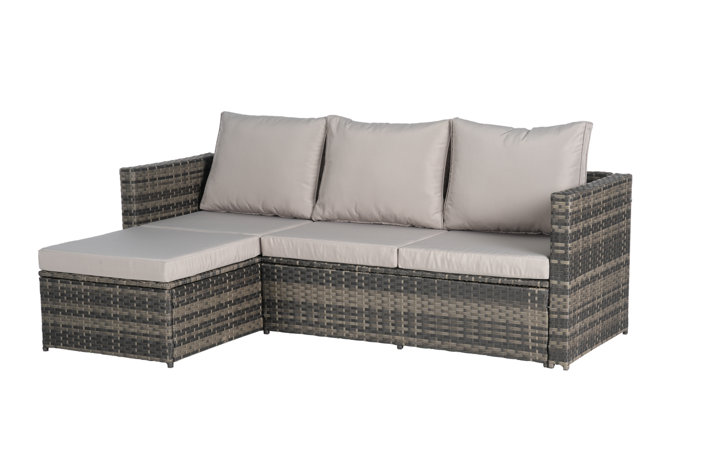 2 Pieces Patio Furniture Set with Woven Sectional and Ottoman