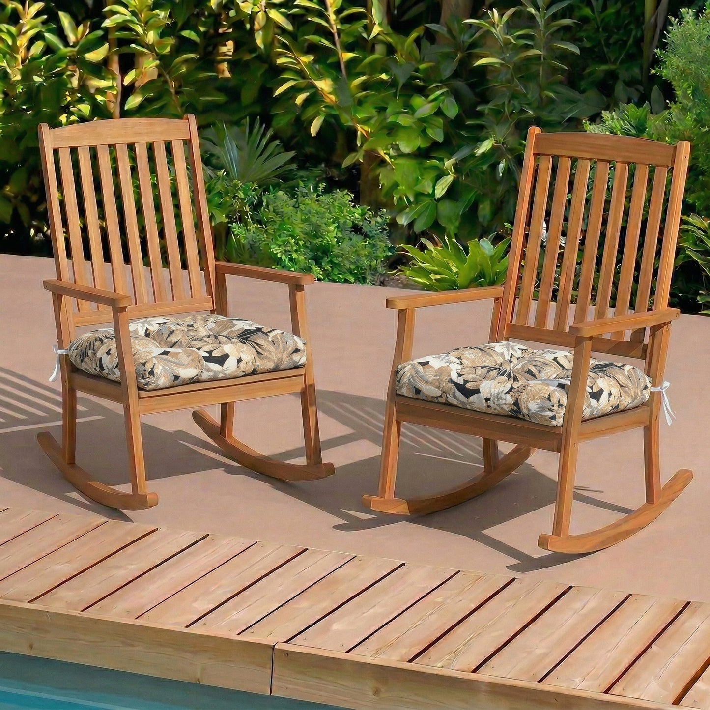 Outdoor Chair Cushions Set of 2, 19 x 19 x 4 Inch Tufted Seat Cushions