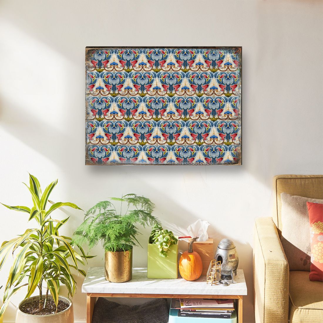 Ponty Wooden Wall Art by G. DeBrekht - Floral Ornamental Decor - 95020B