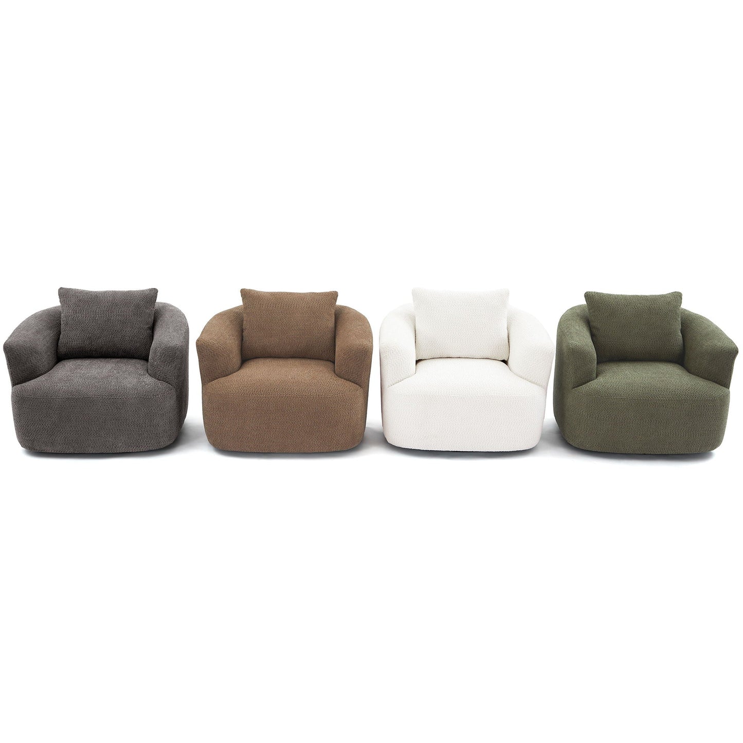 360° Swivel Barrel Sofa Chair With Throw Pillow, Upholstered Accent Chair