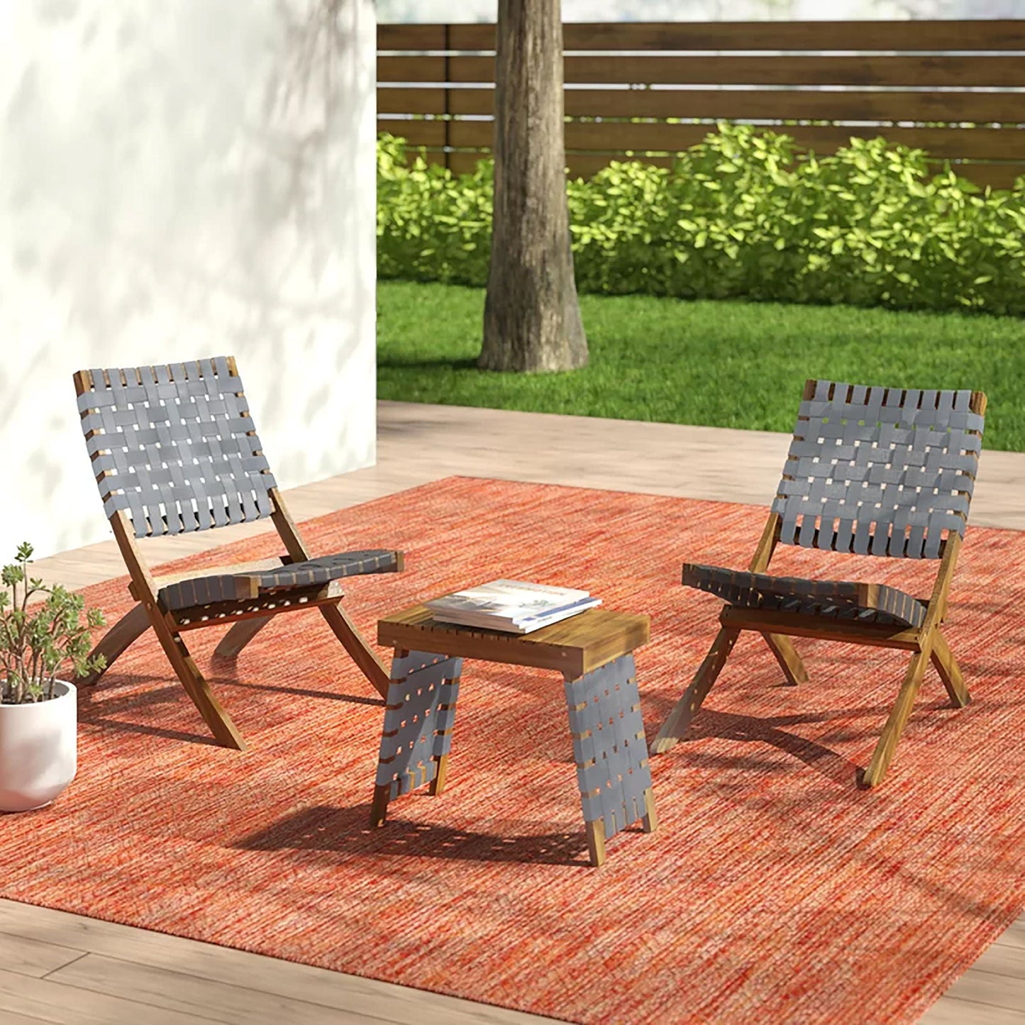 Kayla Outdoor Foldable 2 Seater Chat Set - Brown / Gray