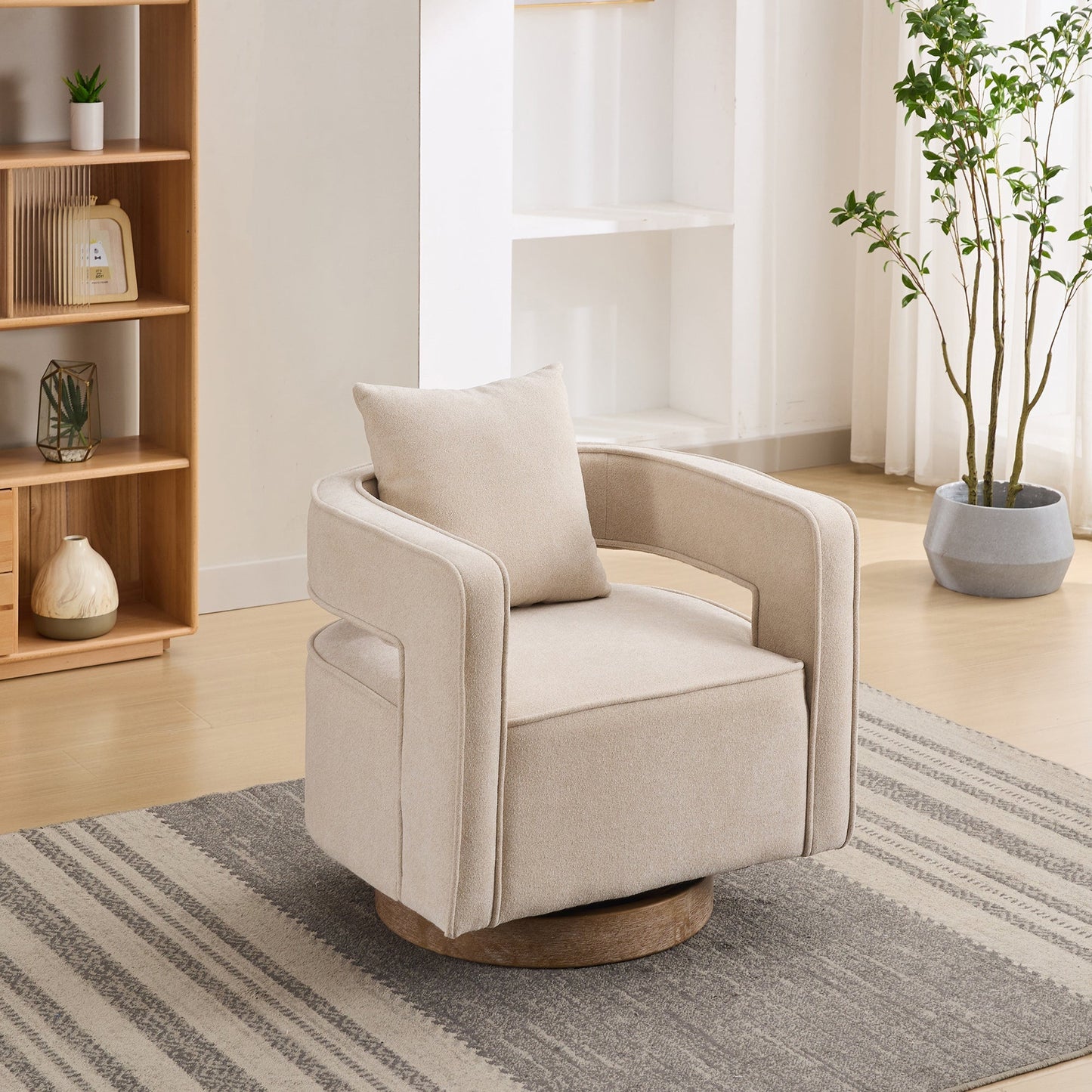 29.1"W Swivel Accent Chair With Weathered Base