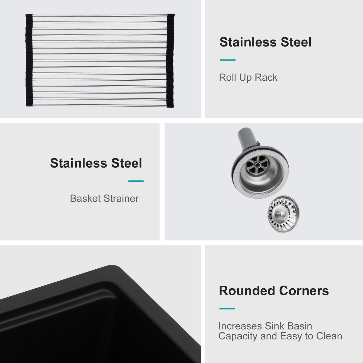 Quartz Kitchen Sink, Composite Workstation, Undermount