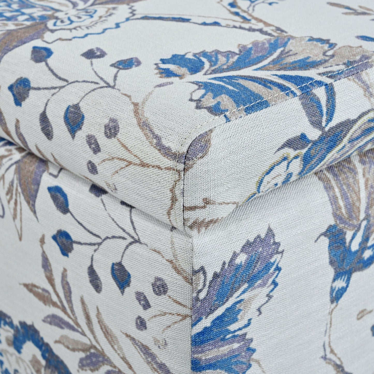 Luxury Storage Ottoman With Floral Patterned Fabric