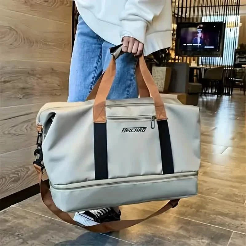 Nylon Duffel Bag for Travel – Large Capacity, Foldable, Shoe Compartment – Men & Women