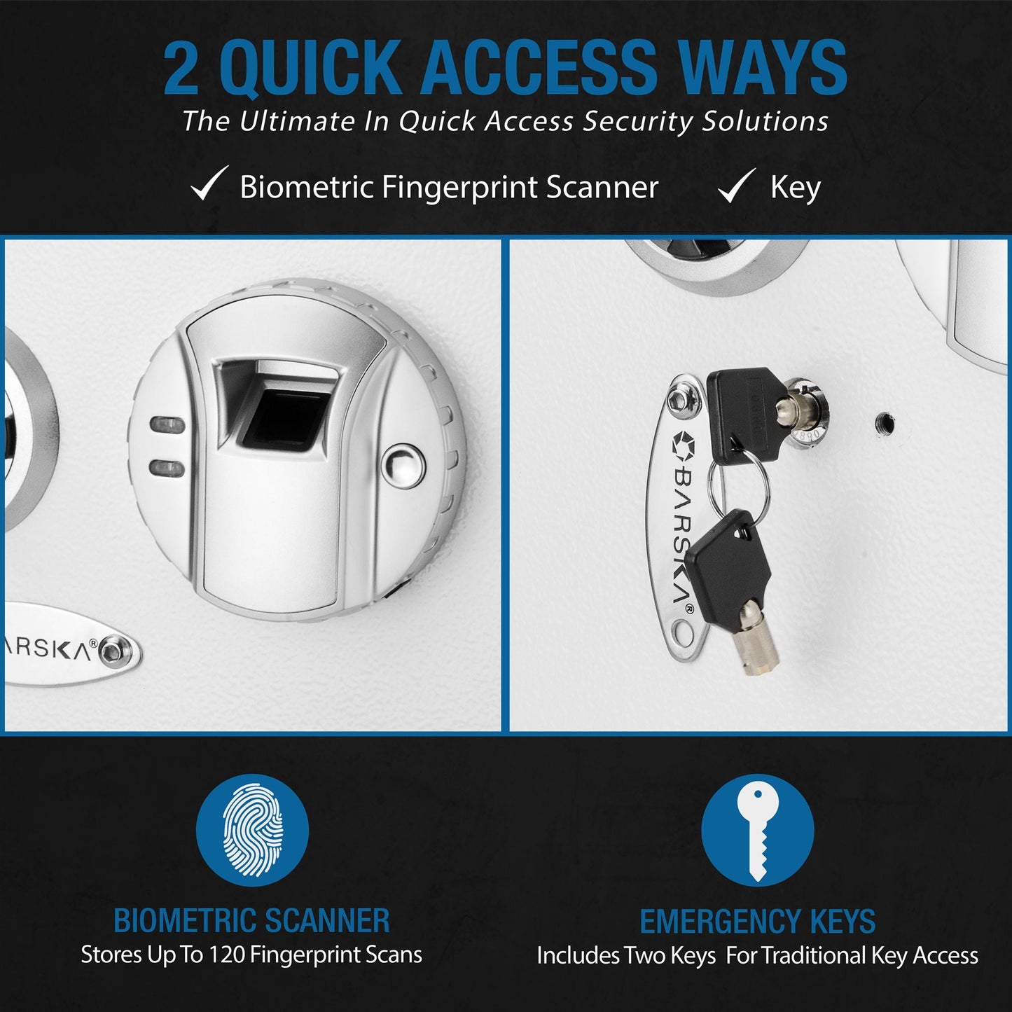 Biometric Wall Safe - White